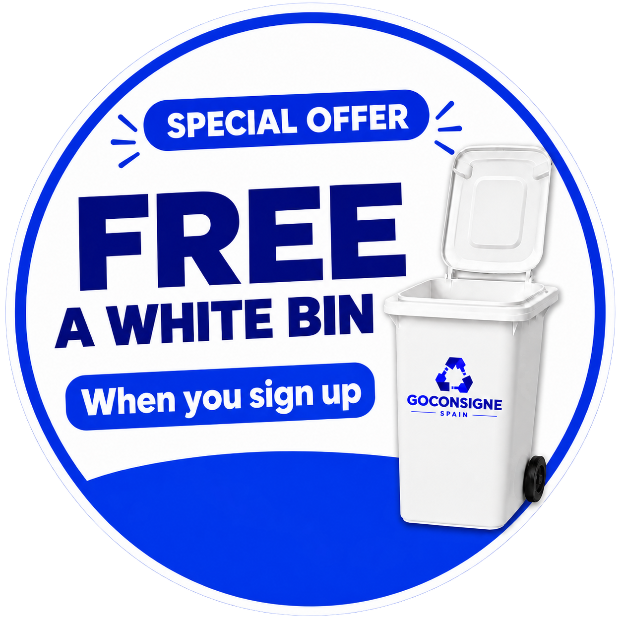 Special offer: a free white bin when you join the waiting list